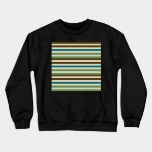 A chic neutral nature aesthetic horizontal striped pattern in green brown tan teal stripes.. Crewneck Sweatshirt